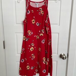 Arizona Red Floral Halter Dress